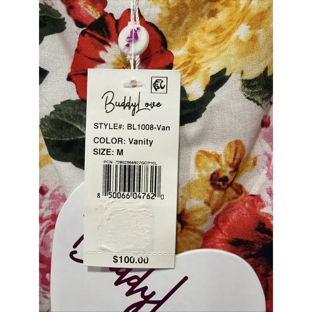 Buddy Love NWT Girls Medium 2piece Set Floral 100% Cotton Lace Trim Puff Sleeve